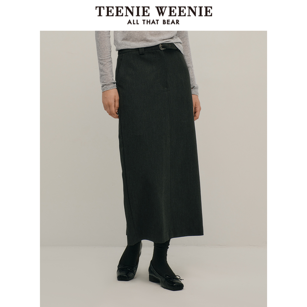 TeenieWeenie小熊奥莱冬装H版长半裙灰色格雷系裙子包臀