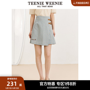 TeenieWeenie小熊奥莱格纹半身裙高腰A字裙短裙女装 夏季