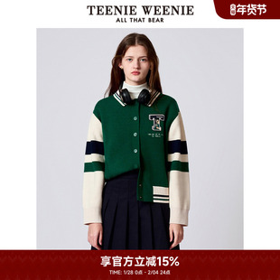 TeenieWeenie小熊奥莱棒球服样式撞色针织开衫毛衣外套
