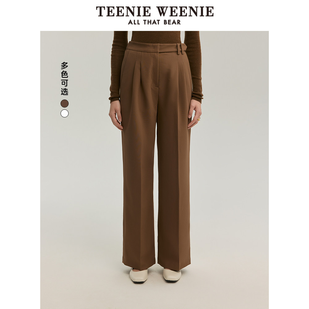 TeenieWeenie小熊奥莱秋季垂坠顺滑微阔西裤长裤裤女裤