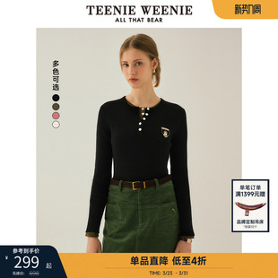 套头肌理感毛衣针织女 亨利领修身 TeenieWeenie小熊奥莱女装 冬装