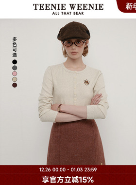 TeenieWeenie小熊奥莱女装秋长袖T恤打底衫柔软贴身短款上衣女士