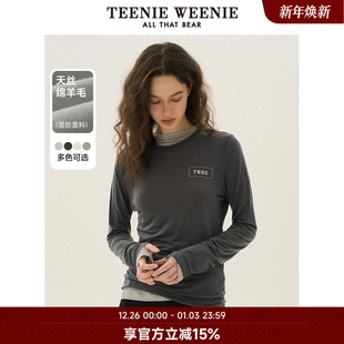秋慵懒风T恤内搭上衣 TeenieWeenie小熊奥莱女装 天丝羊毛混纺