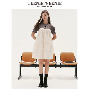 TeenieWeenie小熊奥莱拼接设计感连衣裙蛋糕裙子女款 夏季 清仓