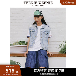 破洞设计感外套女装 TeenieWeenie小熊奥莱牛仔背心马甲宽松韩版 春