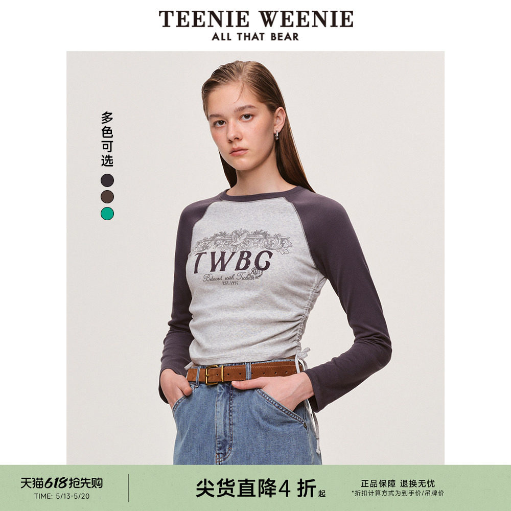 TeenieWeenie小熊女装长袖T恤春季复古潮流美式甜酷棉质