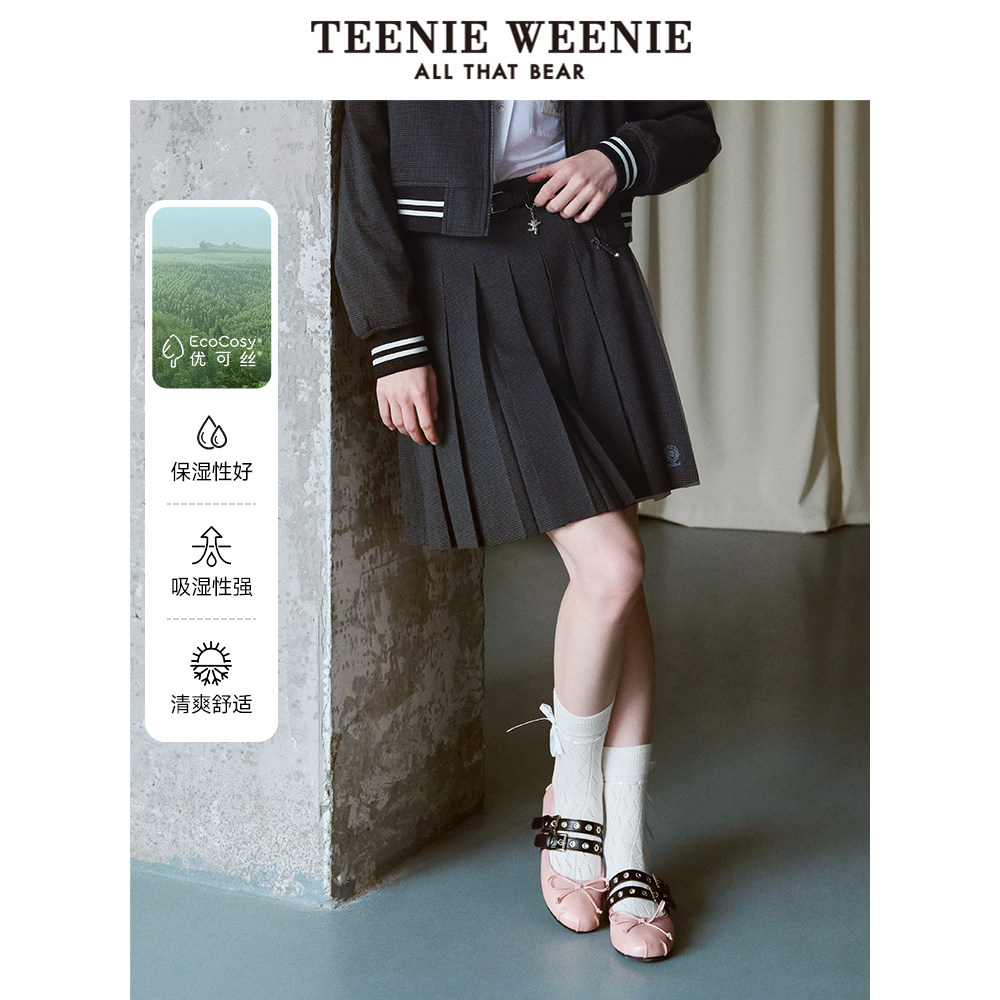 TeenieWeenie小熊奥莱女装春季学院风百褶半身裙简约短裙