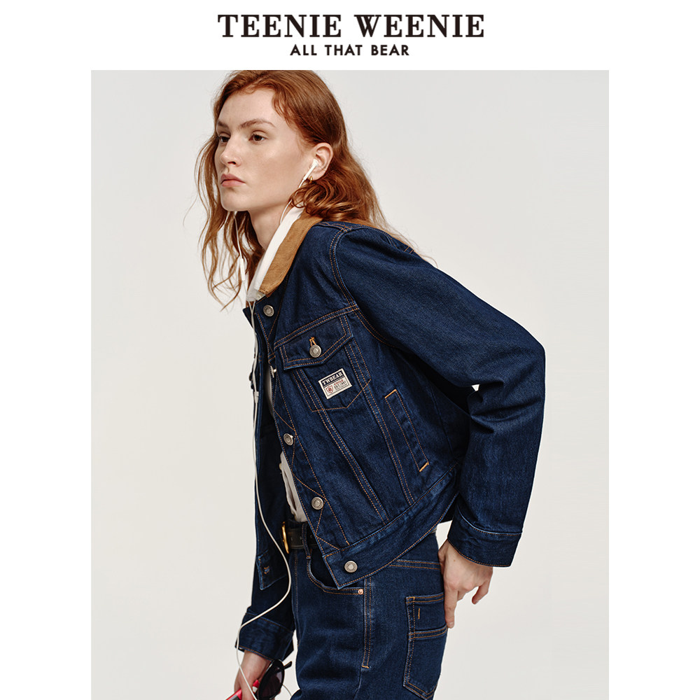 TeenieWeenie小熊奥莱复古灯芯绒领牛仔外套短款上衣女,女装/女士精品,短外套,淘宝优惠券,粉丝福利购,淘宝优惠卷