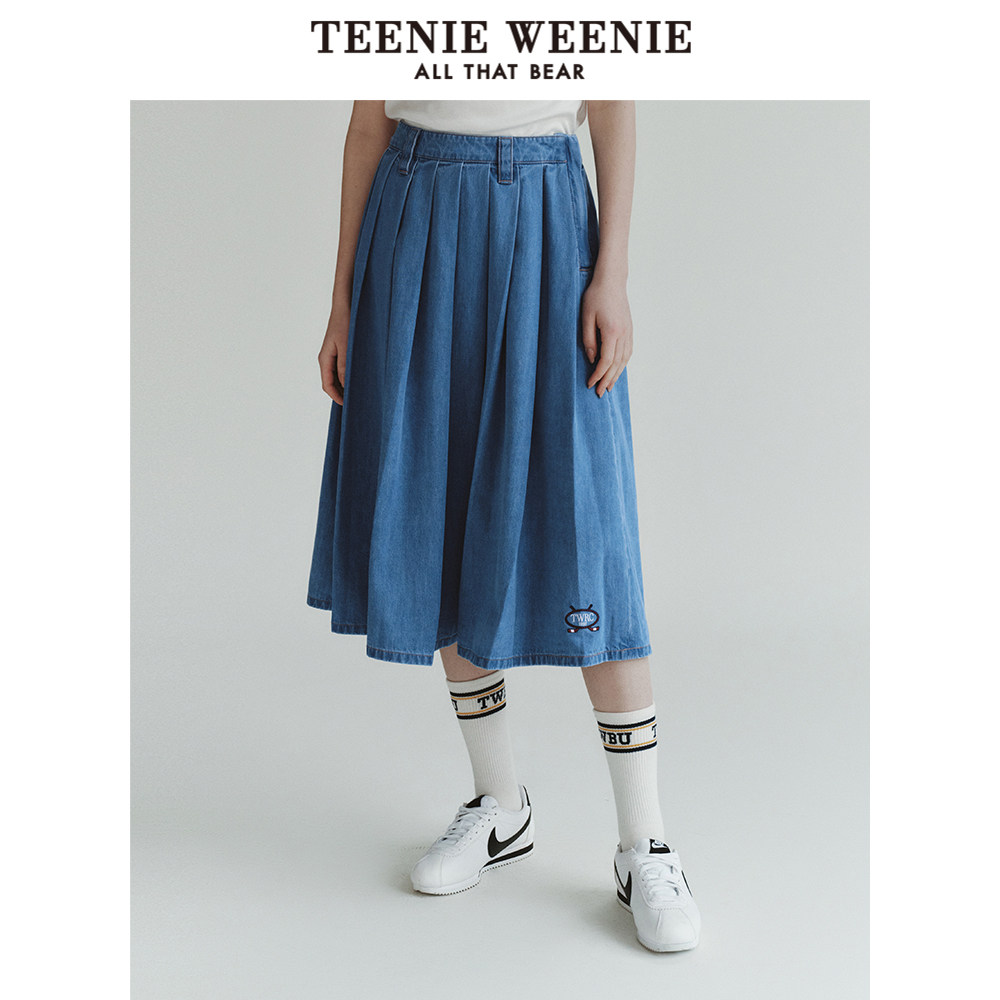 TeenieWeenie小熊奥莱气质休闲简约A字大摆裙牛仔半身裙