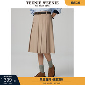 TeenieWeenie小熊奥莱冬装 气质中长百褶裙优雅裙高智感裙子女