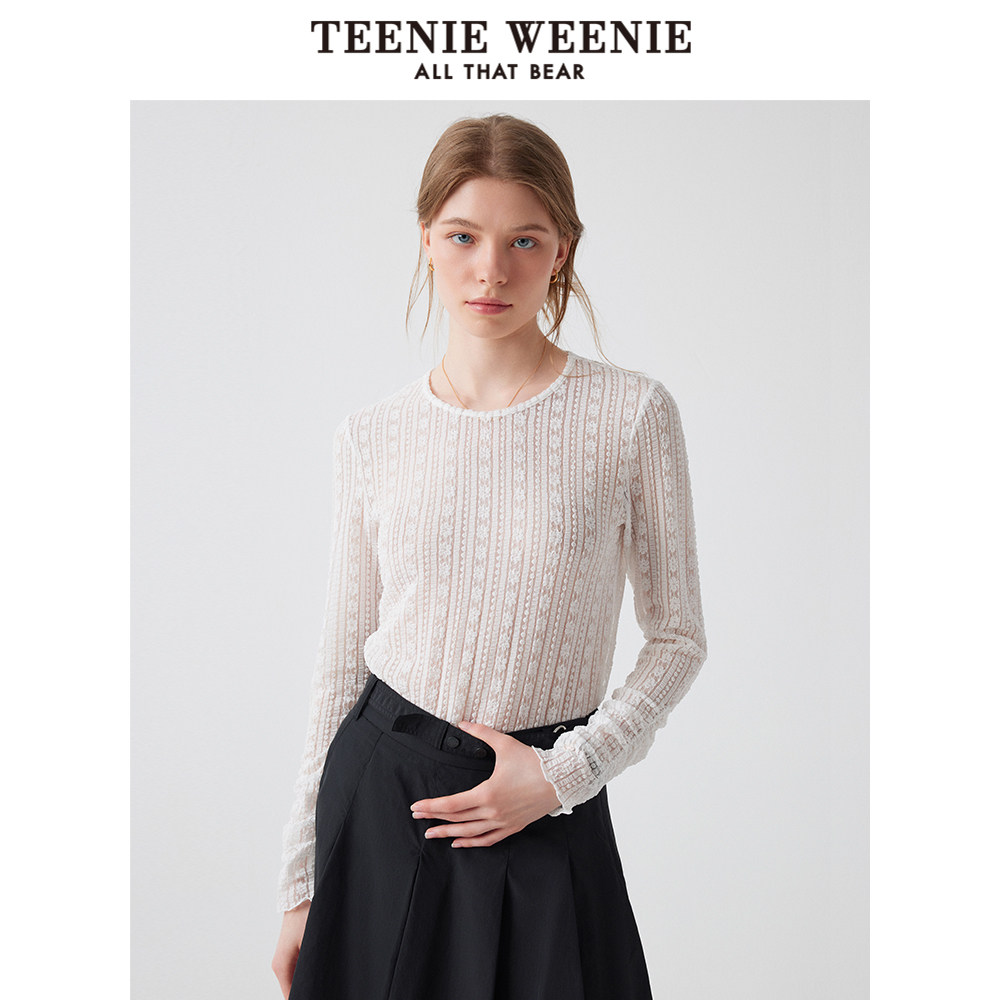 TeenieWeenie小熊奥莱长袖T恤2025夏新款松弛简约甜