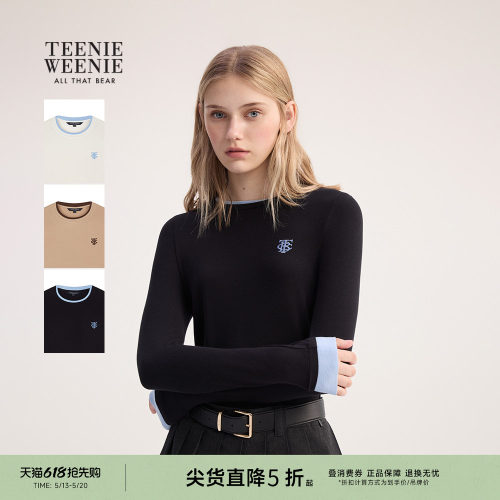 TeenieWeenie撞色拼接T恤打底衫