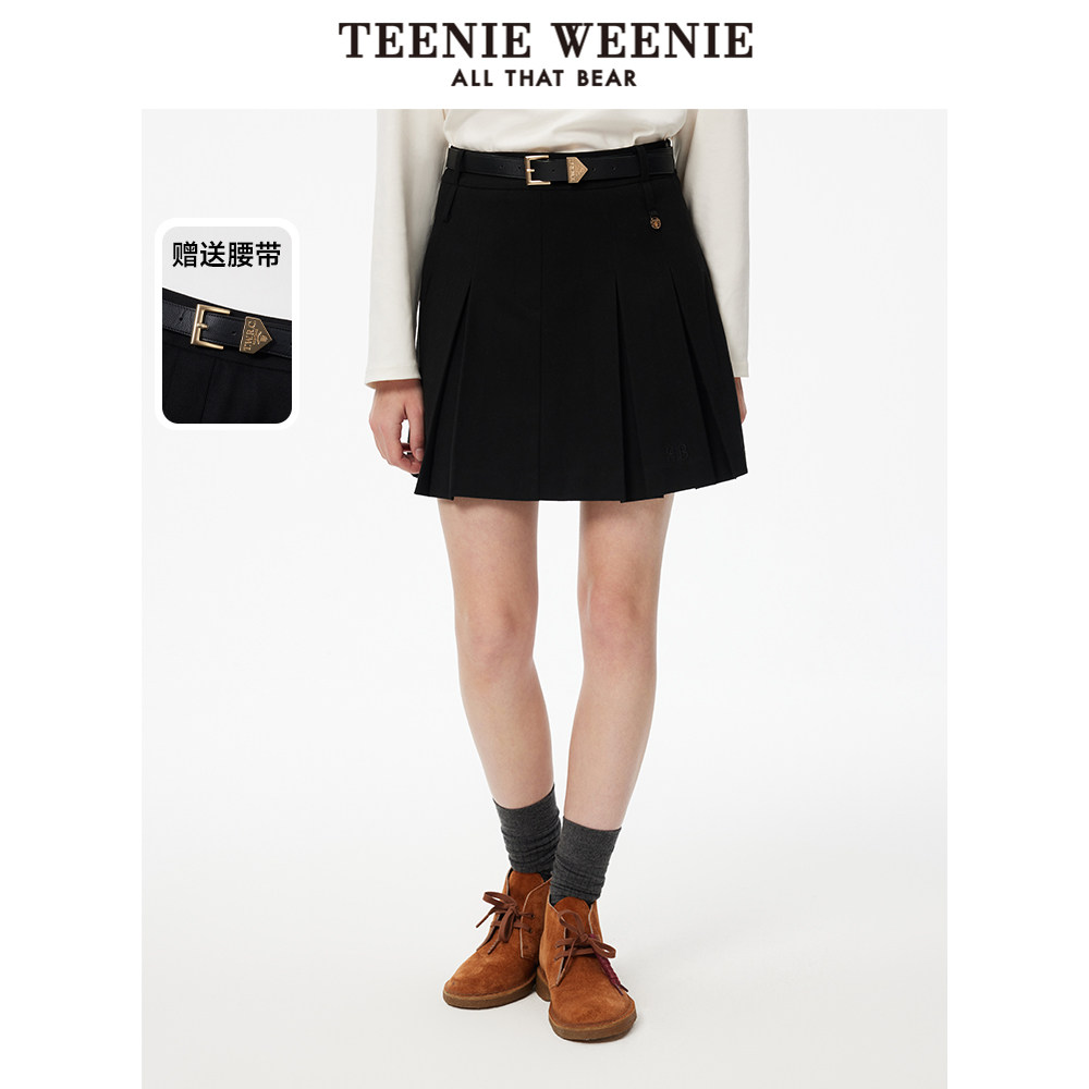 TeenieWeenie小熊奥莱女装简约半身裙冬季学院风百褶可爱