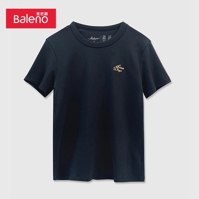班尼路2025新款女装小绣字短袖TEE女休闲百搭简约