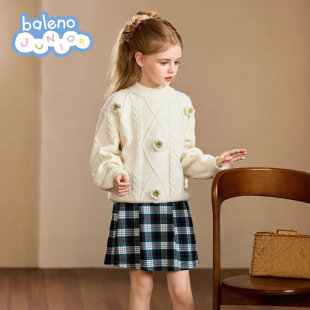 班尼路童装 女童格仔百褶半身裙女儿童裙子短裙公主裙 秋冬新款