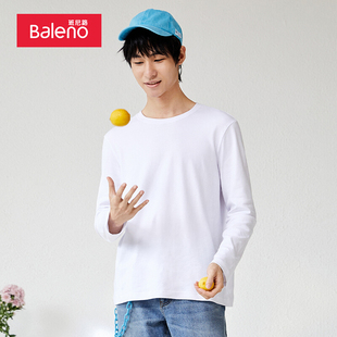 套头青年内搭t恤男 舒适纯色圆领长袖 班尼路2024春新款 简约时尚