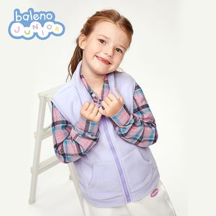 男女童时尚 童装 休闲简约百搭上衣布绒背心保暖外套 新款 班尼路春装