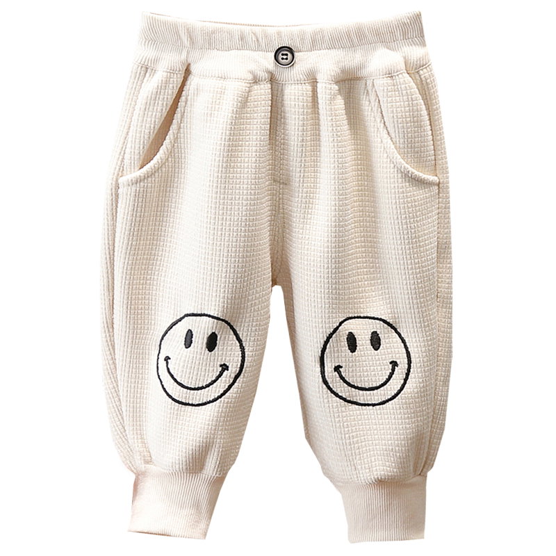 清仓特价小童加绒长裤子男女童秋冬宝宝笑脸哈伦裤儿童加厚休闲裤