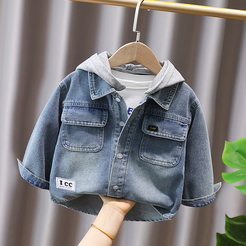 小童炸街帽子可拆卸牛仔外套男女童2026春秋装宝宝上衣儿童夹克衫