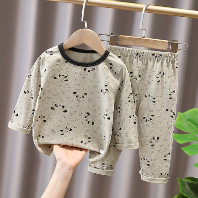 小童满印熊猫纯棉秋衣裤男女童