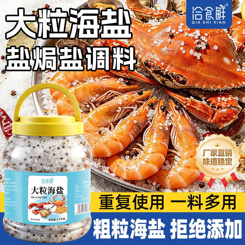 洽食鲜大粒海盐调味料瓶装增香添味盐焗海鲜混合香料盐焗专用调料