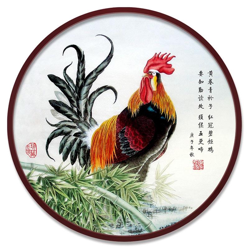 玄关富贵吉祥现代装饰画客厅画大公鸡挂画生肖鸡卧室金鸡报晓网红图片