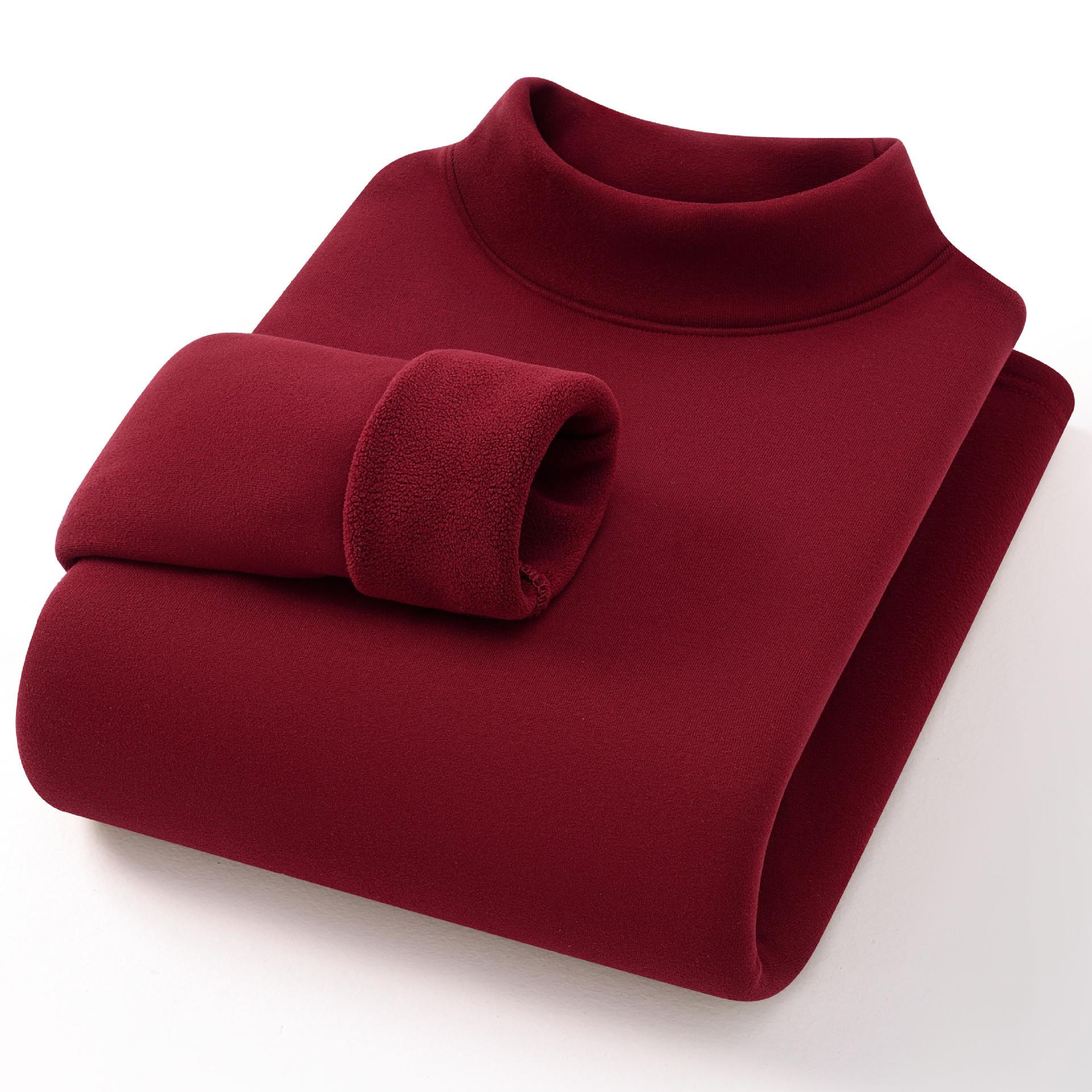 广州汕头谷饶保暖内衣驼绒巨厚秋冬女士半高领加绒打底衫上衣外穿