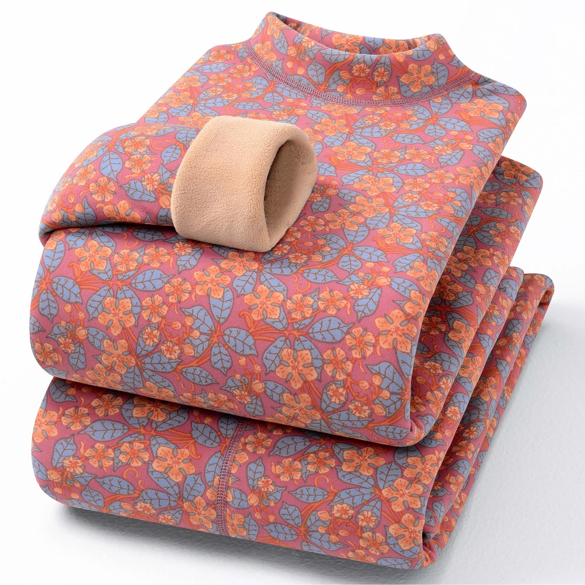 广州汕头谷饶保暖内衣驼绒巨厚秋冬季女半高领套装加绒加厚中老年