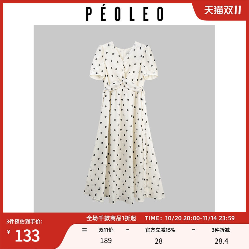 飘蕾波点连衣裙女2025年夏季新款法式V领气质高级感穿搭漂亮长裙