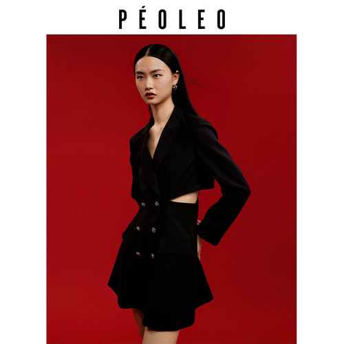 飘蕾赫本风露腰连衣裙女秋季新款通勤气质设计感显瘦A字短裙