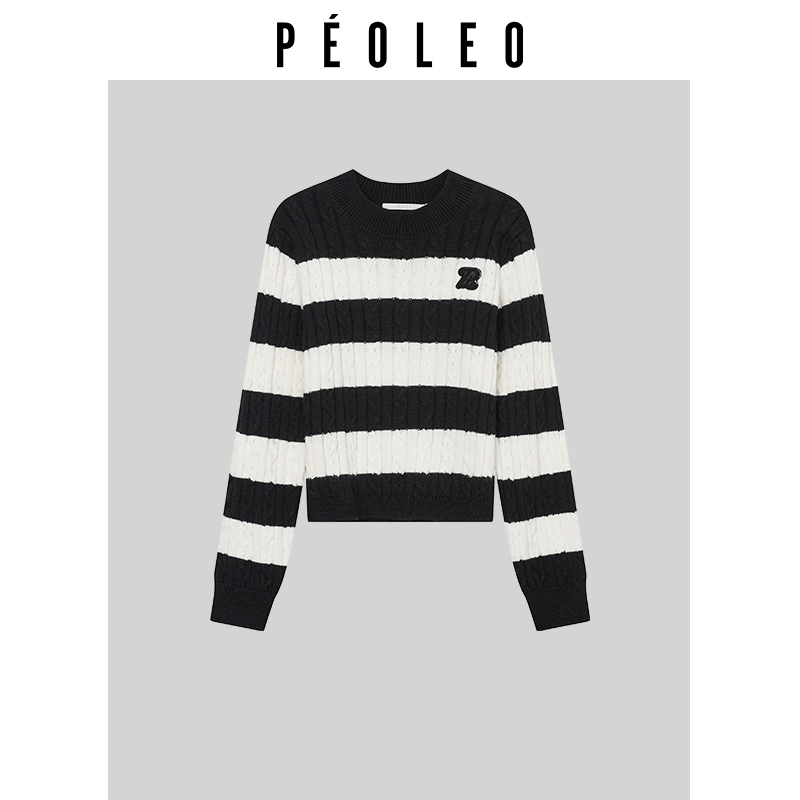 飘蕾黑白条纹毛衣针织衫女