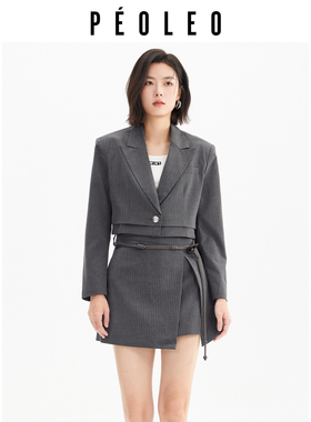 飘蕾职场OL气质灰色西装上衣26年春装新款通勤高级感单粒扣短外套