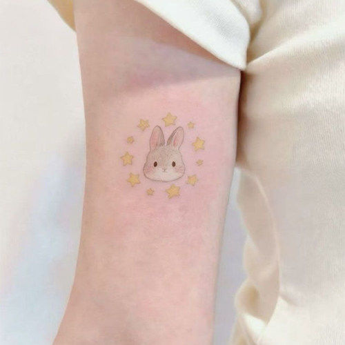 可爱星星小兔子彩绘彩色纹身清新高颜值手腕防水手臂持久ins卡通