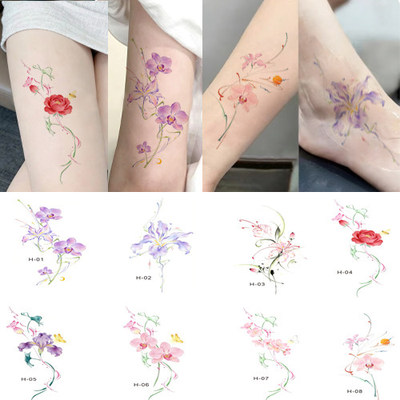 唯美清新花束彩色纹身贴女防水持久锁骨手臂手背手腕ins风甜美