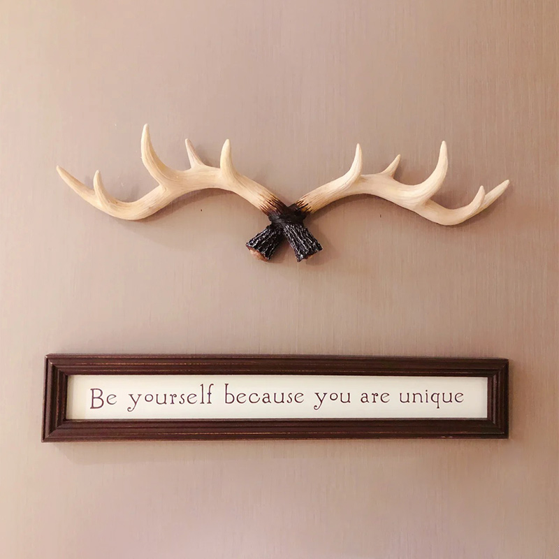 美式复古鹿角装饰挂钩墙