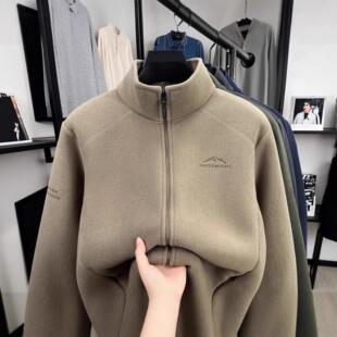 山东即墨卫衣源头工厂店奥粒绒开衫外套男春秋休闲加厚保暖摇粒绒