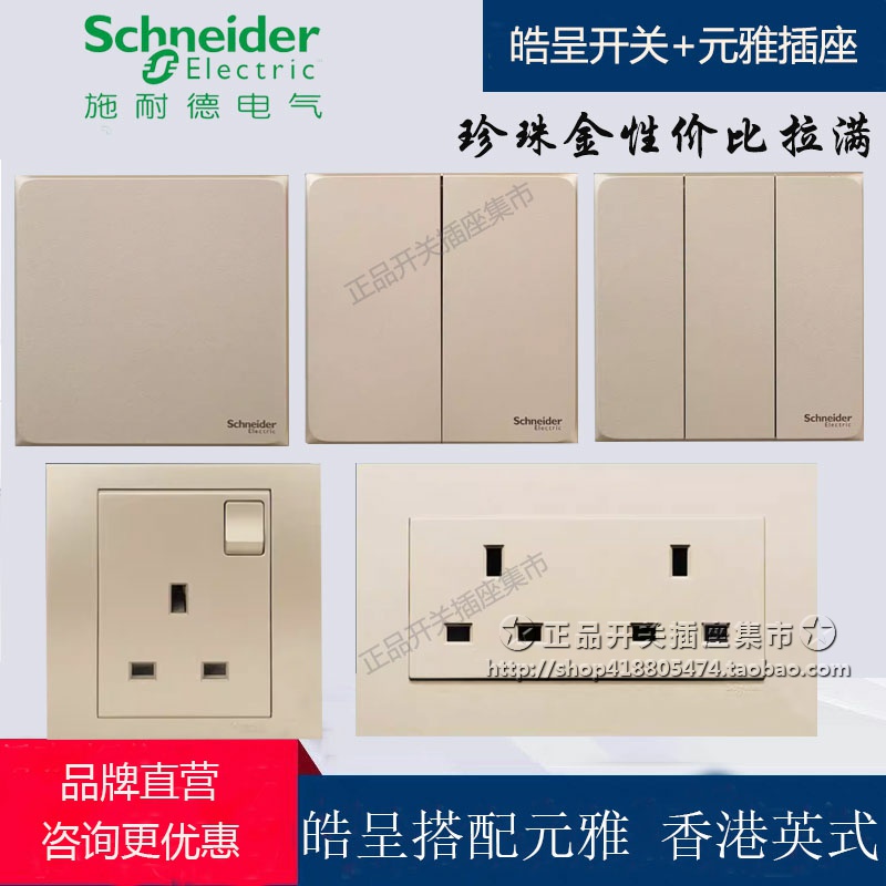 皓呈元雅英标施耐德13A开关插座