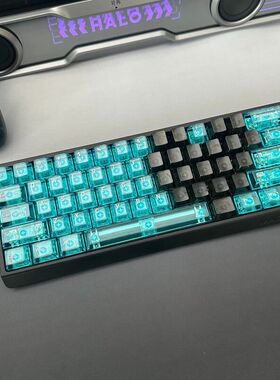 蓝色双拼透光键帽高度115键+21键PC材质适配所有键盘全透电脑