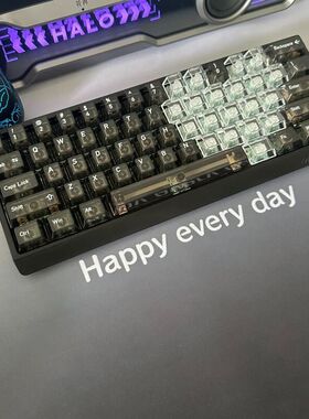 黑色双拼透光键帽透明原厂高度115键+21键爱心PC材质适配所有键盘
