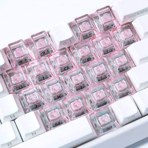 透明爱心键帽高透PC原厂透红透