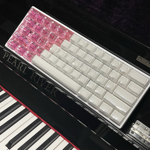XVX《水晶果冻》系列二色成型PC水晶侧刻113键帽送21颗粉的水晶帽