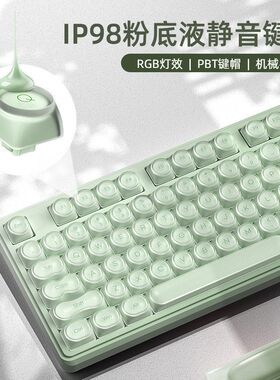 FURYCUBE IP98粉底液键帽机械手感键盘有线静音高颜值RGB音乐键盘