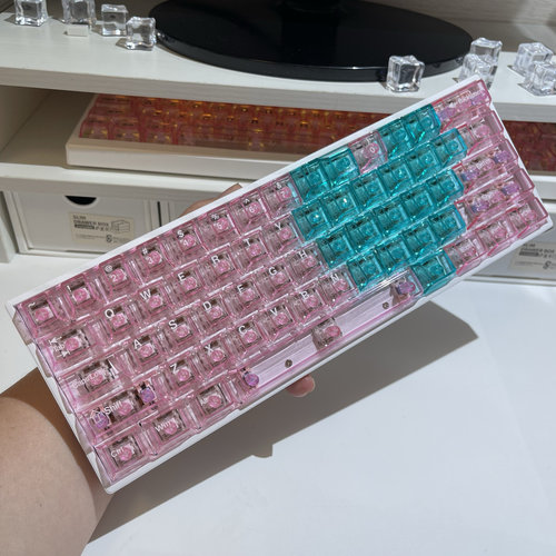 水晶冰透爱心双拼键帽 颗键帽60he键帽80he键帽 通用键帽ez63/64