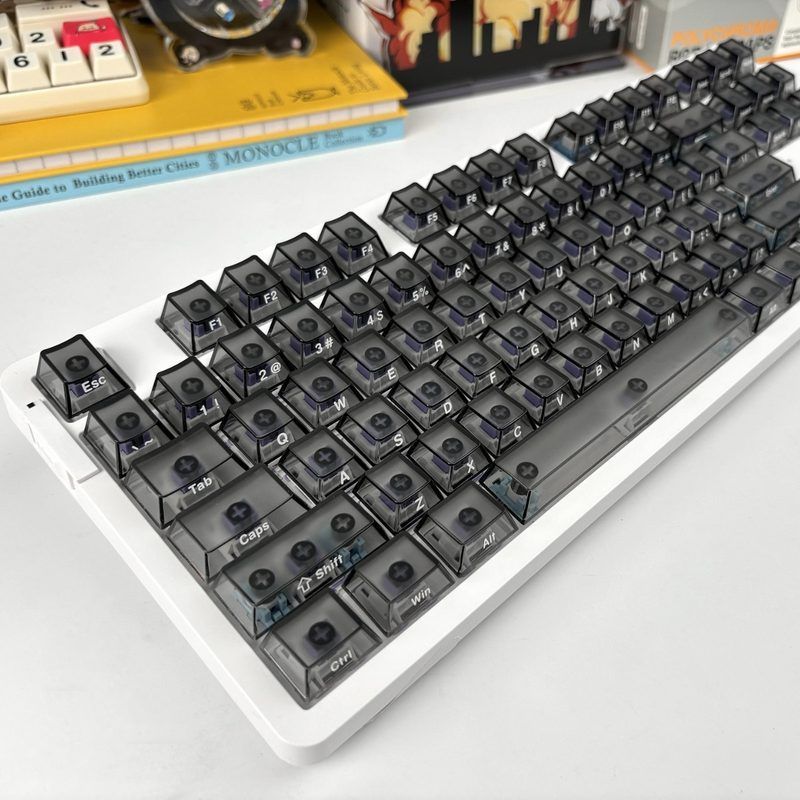 原厂透明发光 侧刻印刷字符  cherry透明键帽123键大全套