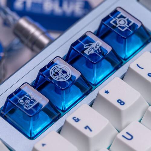 Blue白蓝键帽143键原厂侧刻透光