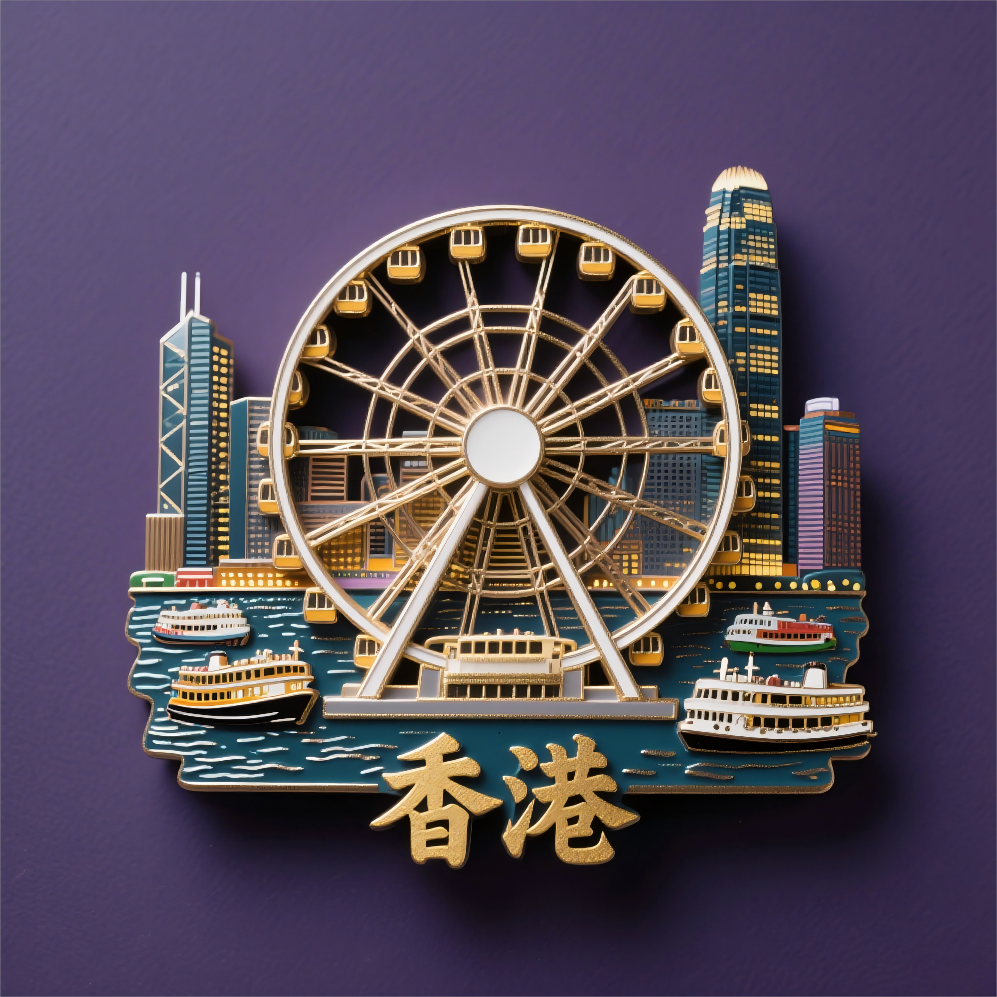 香港冰箱贴文创维港摩天轮纪念品