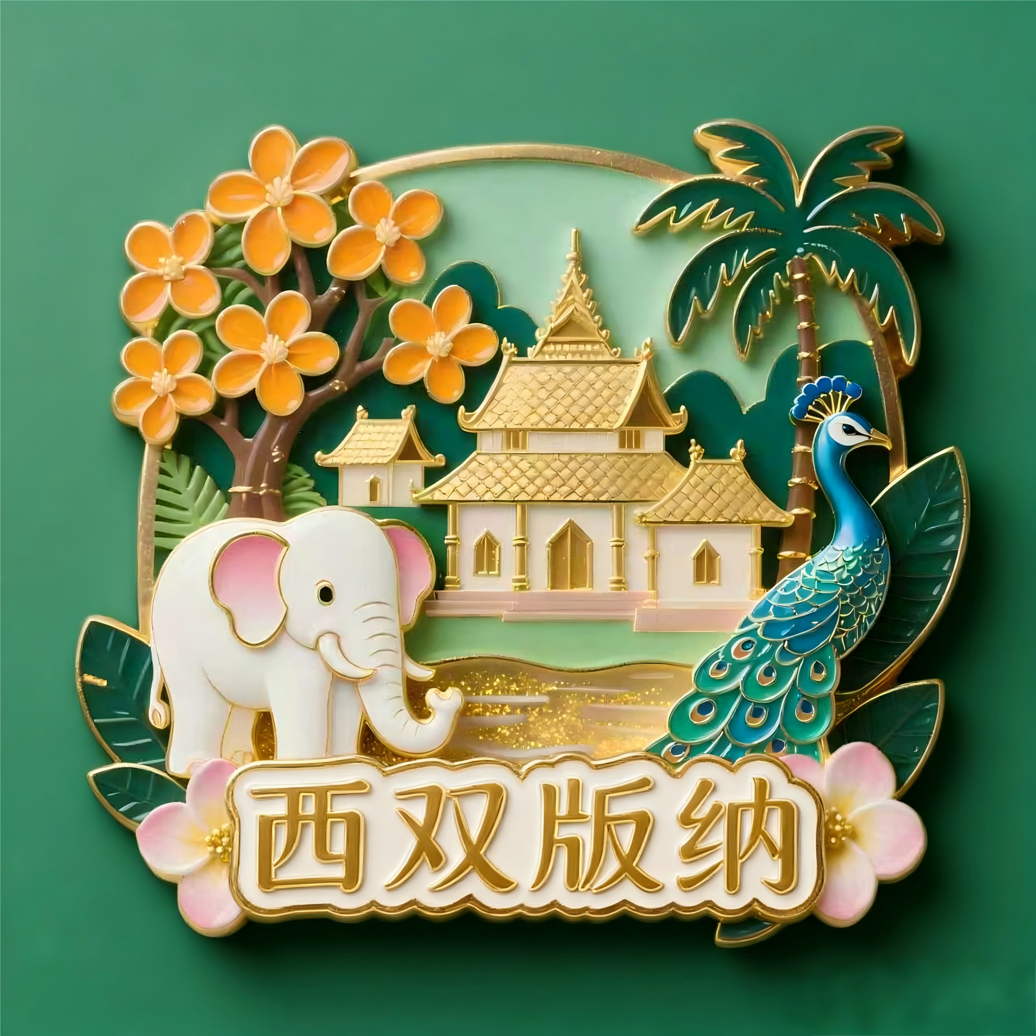 西双版纳大象孔雀雪山冰箱贴