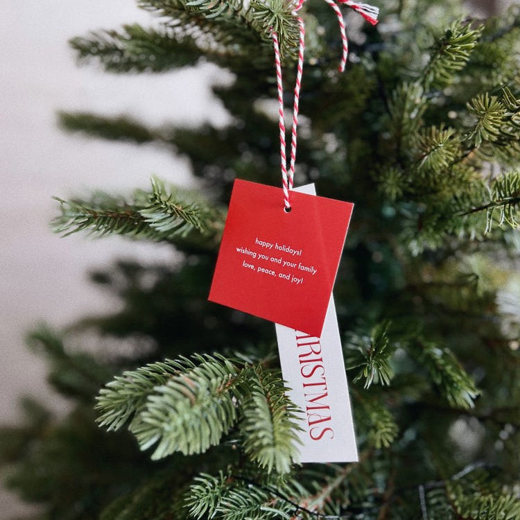 50片价新款圣诞节方形diy礼物包装吊牌 烘焙包装挂牌标签红色标签