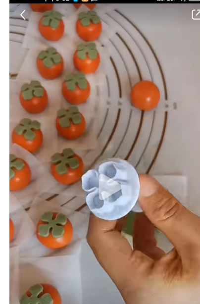 柿子叶子元宵汤圆月饼模具蛋糕装饰手工翻糖烘焙工具塑料弹簧压模