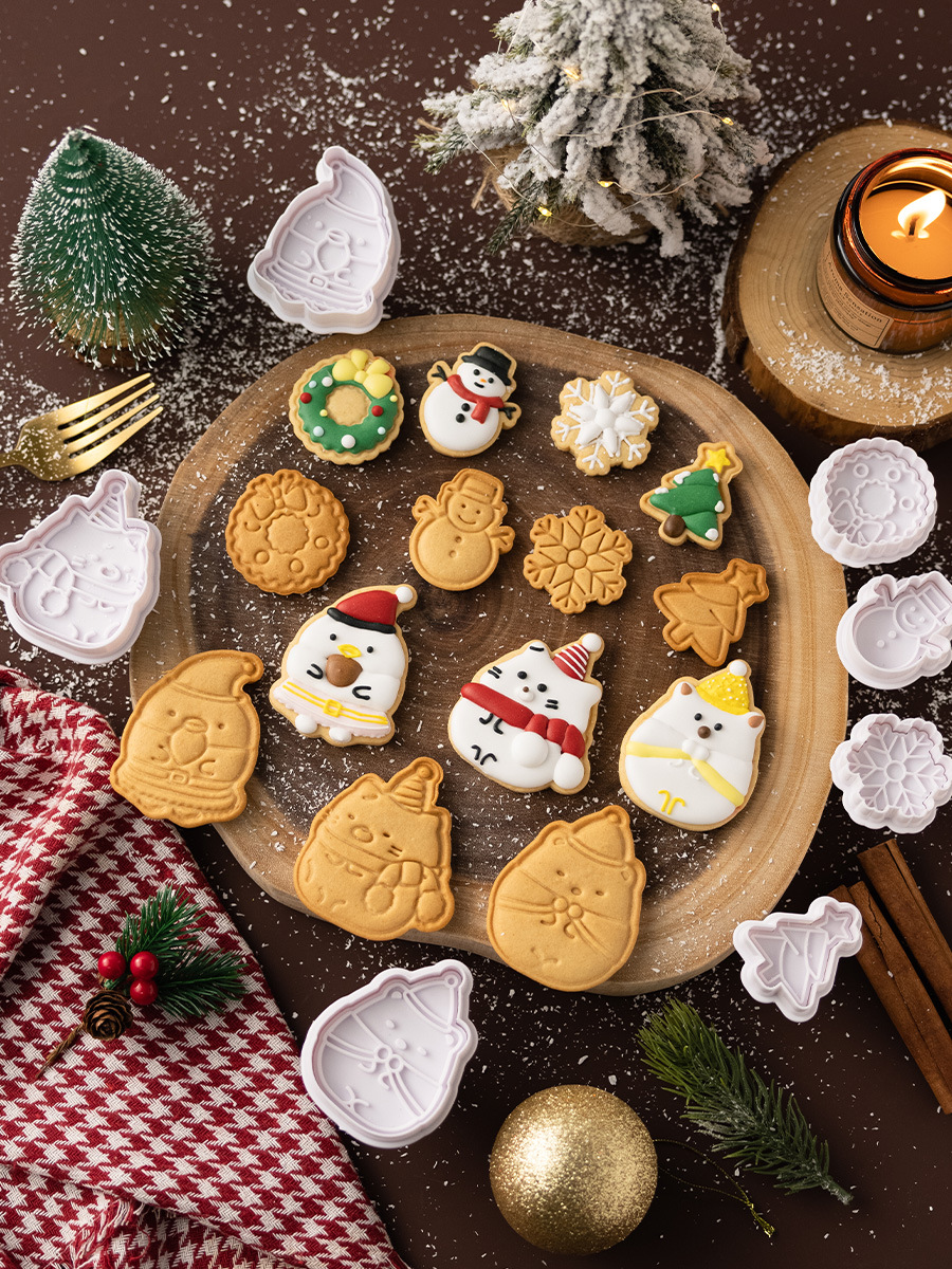 新款圣诞饼干切模弹簧手压